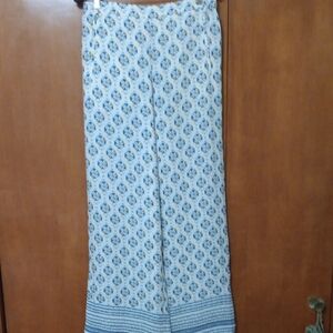 BCBGMaxAzria Blue and Gold Patterned Pants